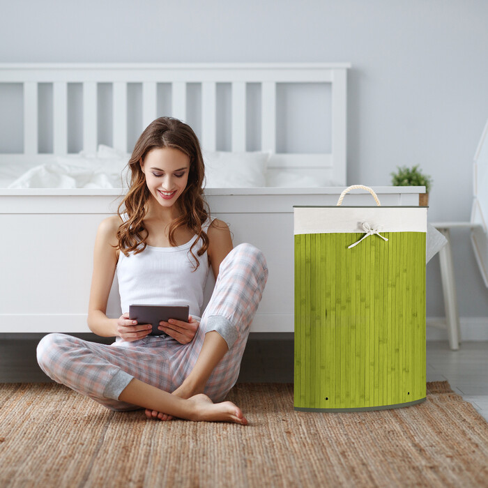 Relaxdays Bamboo Laundry Basket