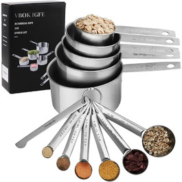 Набір мірних склянок та ложок VBOK IGFE з лінійкою, 12 шт. для випічки (рідини та сухі інгредієнти)