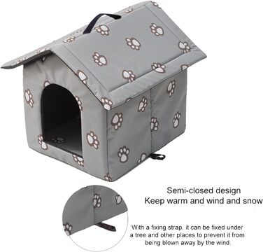 Кіт-будинок Outdoor, Будиночок для котів на вулицю, Зимові будинки для котів на вулицю, Водонепроникний, Будиночок для цуценят на вулицю, Знімний прозорий завіс (L, Сірий-2) Сірий-2 L