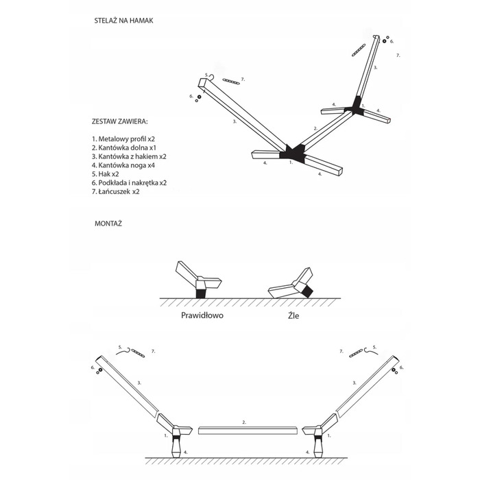 Гамак з стійкою Comfort Zone, коричневий, навантаження до 200 кг, 330 x 150 см
