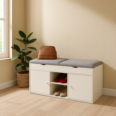 Shoe Bench with Folding Seat