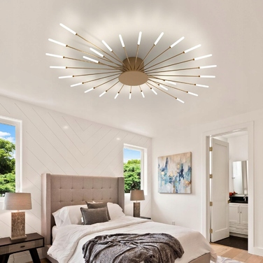 Сучасна золота люстра-підвіс LED для вітальні, 4500K, 28W