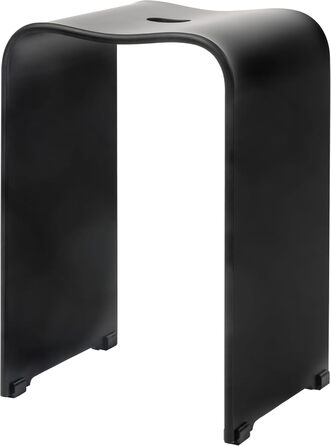 Bremermann Bath Stool, Acrylic Shower Stool, approx. 33 x 27.5 x 48 cm (W/D/H), with handle recess, ergonomically shaped, maximum load capacity 130 kg (matte black)