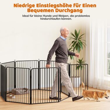 Вольєр для цуценят Yaheetech 16-секційний з замком, захистом для підлоги та металевим дротом 8 мм, 80 см, для квартири та саду