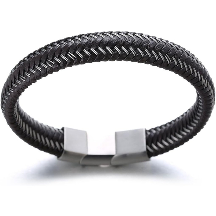 Чоловічий браслет Jazz Halukakah: шкіряний, ручної роботи, з нержавіючою сталлю, регульований розмір, подарункова коробка