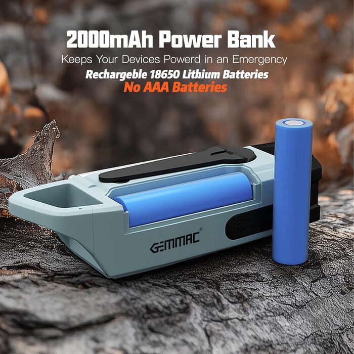 Радіо на сонячній батареї та з ручкою, 2000mAh, Power Bank, SOS-сигнал, ліхтарик, AM/FM, для кемпінгу та надзвичайних ситуацій
