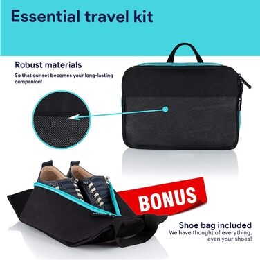 Набір кубиків-органайзерів для багажу Atacama Premium: компресійні мішки з двома кишенями для рюкзака та валізи - чорний, комплект з 6 шт. (4 шт.)