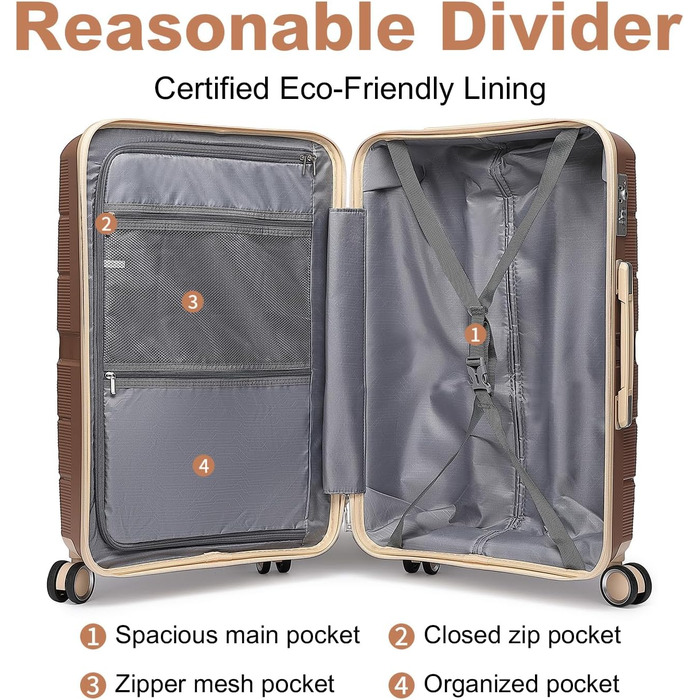 Чемодан British Traveller Mittelgroß: міцний валіза на 8 колесах з TSA-замком (66 x 43.3 x 28.5 см)