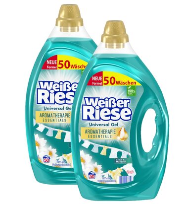 Універсальний рідкий засіб для прання Weißer Riese Gel Essentials Лотос та мигдальна олія, 2.5 л (на 50 прань), набір 2 шт (100 прань)