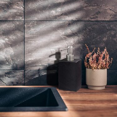 Дозатор для мила Relaxdays, 200 мл, сірий, наповнюваний, для ванної, туалету, кухні, з нержавіючої сталі