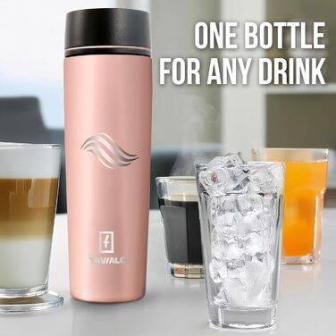 Термокружка Tavialo 460 мл, пудрово-рожевий колір, нержавіюча сталь, ізольована, для напоїв