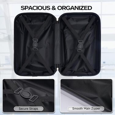 Набір валіз Boleedy 3шт, дорожні валізи (55/66/76 см), ручна поклажа, жорсткий корпус, 360° обертання, тихі подвійні колеса, телескопічна ручка, темно-синій