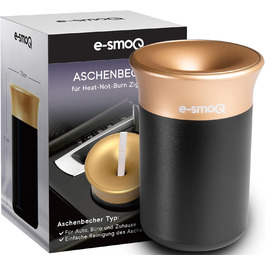 Електронна попільничка e-smoQ з кришкою для IQOS 3/3 DUO, аксесуар для авто, офісу, дому та вулиці, чорна/золота