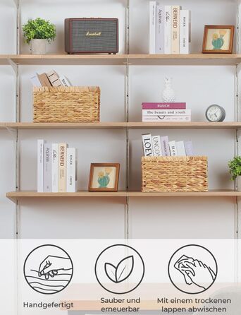 StorageWorks Woven Water Gourd Storage Baskets, 2-Pack - Rectangular Storage Baskets Woven from Water Gourd, 33x21x18cm - Water Gourd Storage Basket with Double Handle for Gifts, Shelf Basket