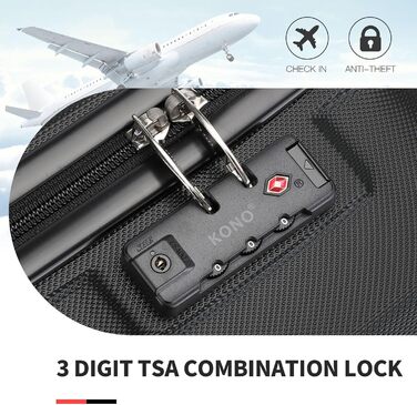 Набір валіз KONO 55 см: 2 валізи + сумка Ryanair (40x20x25 см). Колір: кремовий (чорний).