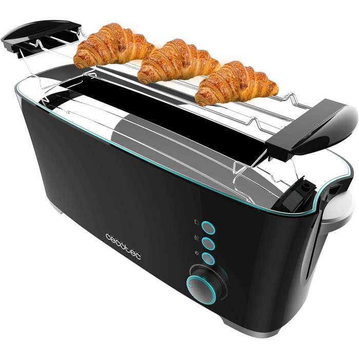 Тостер Cecotec Toast&Taste Extra W 1000W з подвійним широким слотом, 7 рівнів підсмажування, автоматичний викид, знімний піддон для крихт
