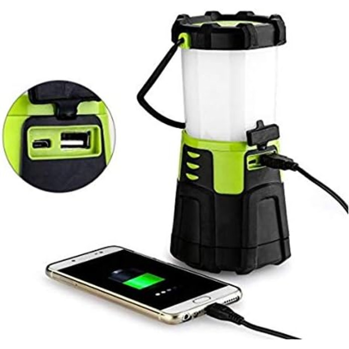 EULOCA Camping Lantern 1200LM CREE LED Rechargeable Waterproof Camping Lantern with 4400 mAh Power Bank, 4 Brightness Levels Dimmable, 10W Camping Light Portable for Power Outages, Hiking, Emergency