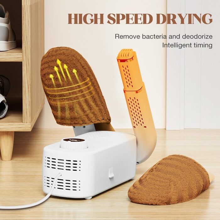 Електричний сушильник для взуття та рукавичок з таймером, 4 тримачі, складна конструкція