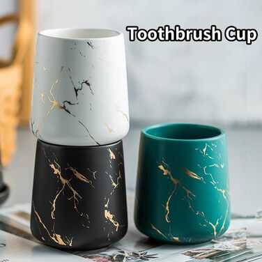 Набір аксесуарів для ванної кімнати: 4 предмети з ефектом темного зеленого мармуру (дозатор мила, тримач для зубних щіток, стакан, мильниця)