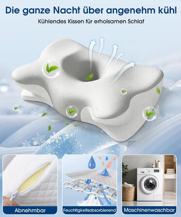 Подушка ортопедична BOYUNSHI з піни Memory Foam для сну на боці, спині та животі. 2 знімні охолоджуючі чохли, 2 висоти.