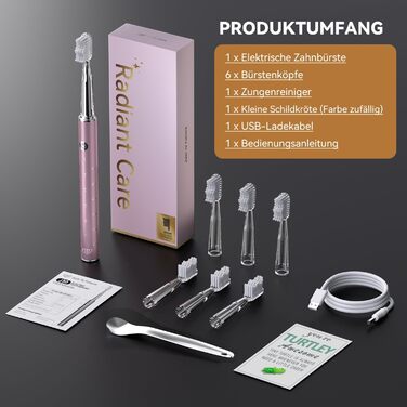 Електрична звукова зубна щітка JTF з очищувачем язика, 8 насадок, 5 режимів, функція пам'яті, таймер 2 хв, IPX7, швидка зарядка (3 год), для дорослих (блакитна), з додаванням алмазного порошку