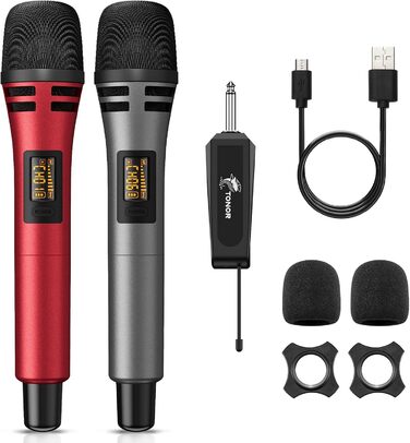 TONOR TW320 - Бездротовий мікрофон: динамічний ручний мікрофон для караоке, PA, конференцій та вечірок (сірий)