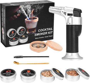 Набір для приготування коктейлів з димом: ретро-набір для віскі та бурбона з ліхтариком, 4 смаки