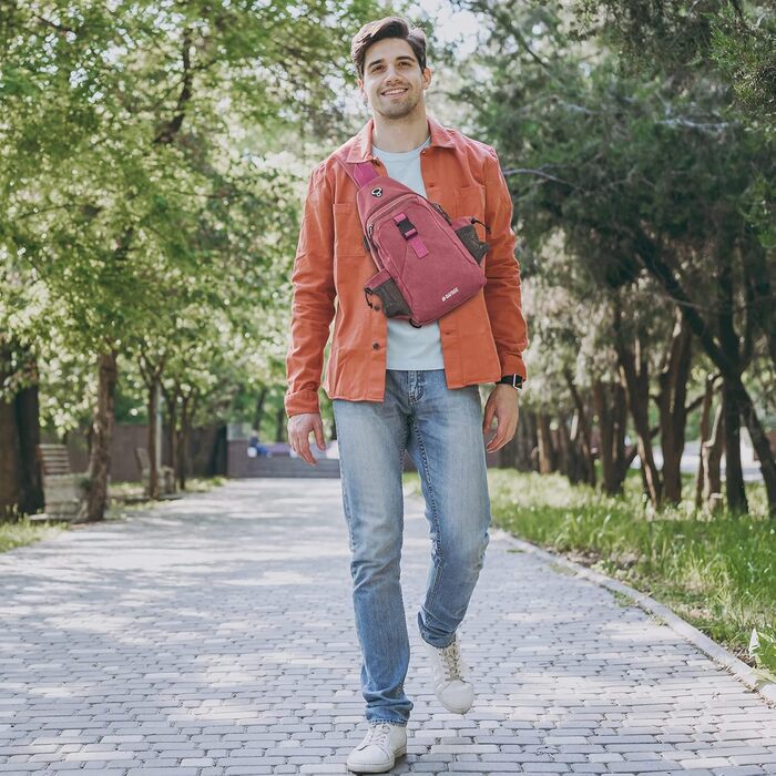 Сумка через плече G4Free Canvas для чоловіків та жінок, рожево-фіолетовий колір, ідеально підходить для подорожей, хайкінгу, бігу та скелелазіння