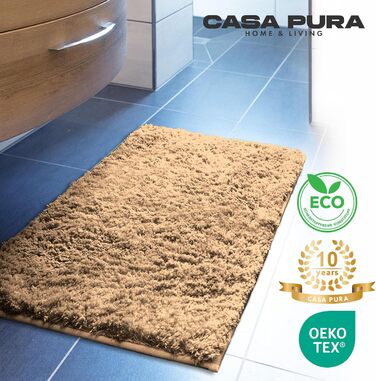 М'який килимок для ванної кімнати Casa Pura, 70x120 см, Shaggy, антиковзаючий, для душу, бежевий