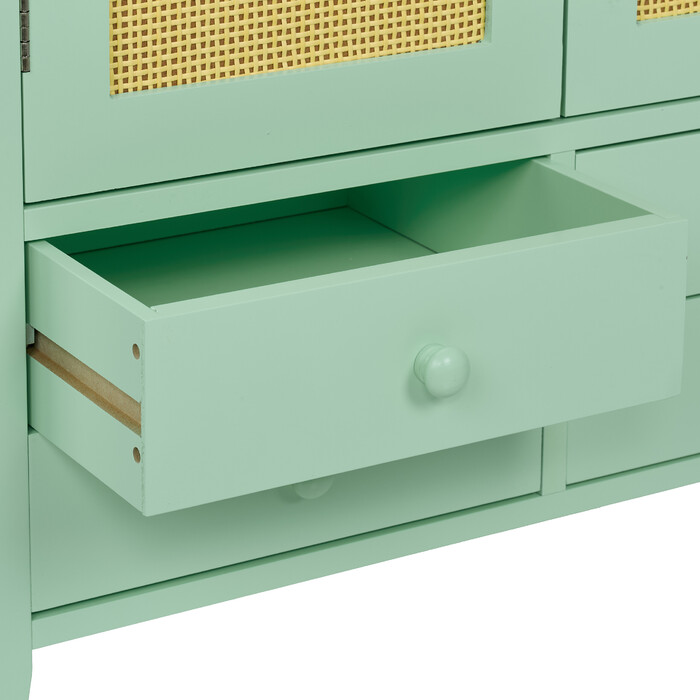 Relaxdays Sideboard with Rattan Look Turquoise