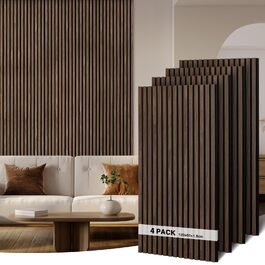 Акустичні панелі дерев'яні Holz 120x60 см (набір 4 шт, 2.88 м²) 3D для стін: студії, вітальні, офісу - горіх темний #11
