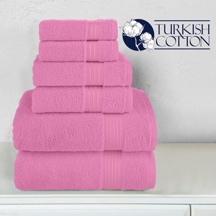 Набір рушників Elegant Comfort Premium Cotton з турецької бавовни, 6 предметів (2 рушники для обличчя, 2 рушники для рук, 2 банні рушники), світло-рожевий