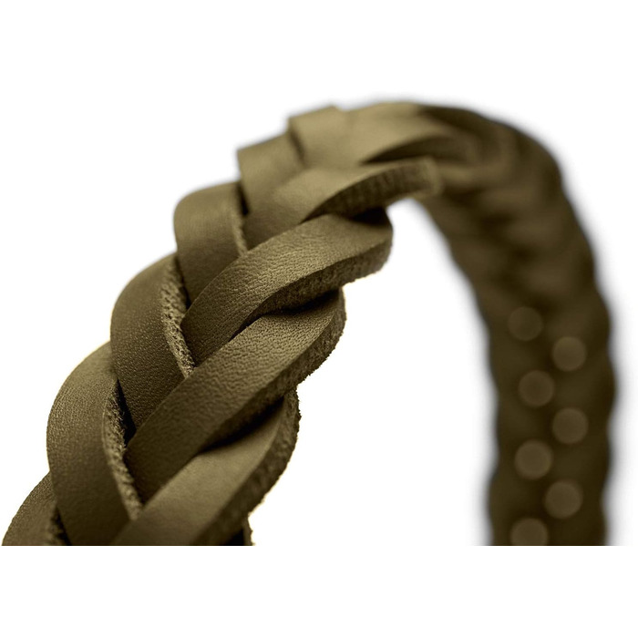 Нашийник для собак HUNTER SOLID EDUCATION SPECIAL, шкіряний, міцний, ручної плетіння, розмір S (45 см), оливковий колір