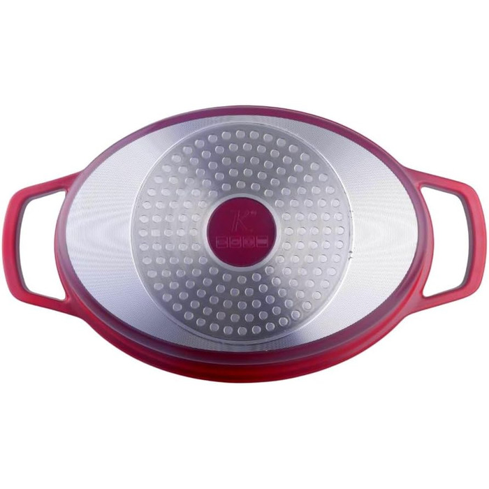 Kamberg 0008191 – Schmortopf 30 cm diameter, oval, red flambé – Aluminum casting – Stone-look coating – Suitable for all types of cooktops, including induction – PFOA-free, aluminum