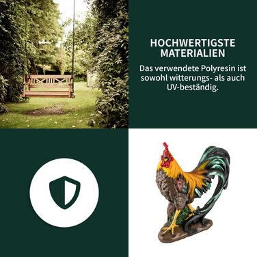 VERDOBA Garden Figure Rooster made of Artificial Resin, Hand-Painted - Decorative Rooster Decorative Figures Garden Decor Garden Figures for Outdoors Large - Chicken Garden Decor Animals (Rooster 2)