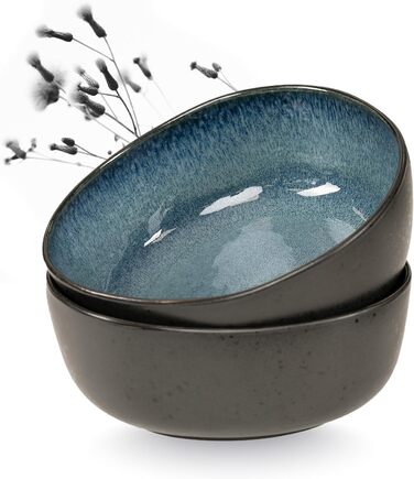 Набір кавових чашок Moritz & Moritz ORGANIC 6 шт. - керамічні чашки з унікальним градієнтом кольору, 2 сервіровочні тарілки, придатні для миття в посудомийній машині (Блакитний)