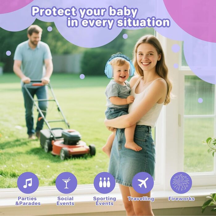 Навушники для захисту слуху для малюків 0-48 місяців, 25dB, з шумопоглинанням, блакитні