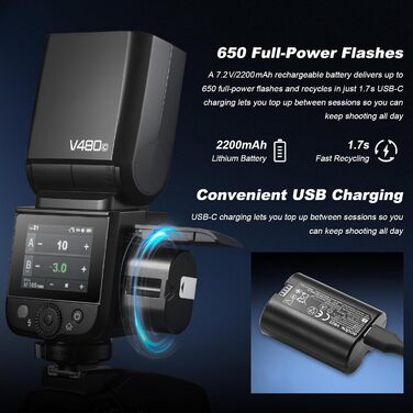 Спалах для камери Godox V480O: потужний TTL-спалах GN50 для Olympus та Panasonic