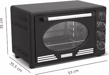 Turbotronic Retro Mini Oven with Convection 45L black, red, blue, beige 2000W, Mini Oven, Pizza Oven, Grill