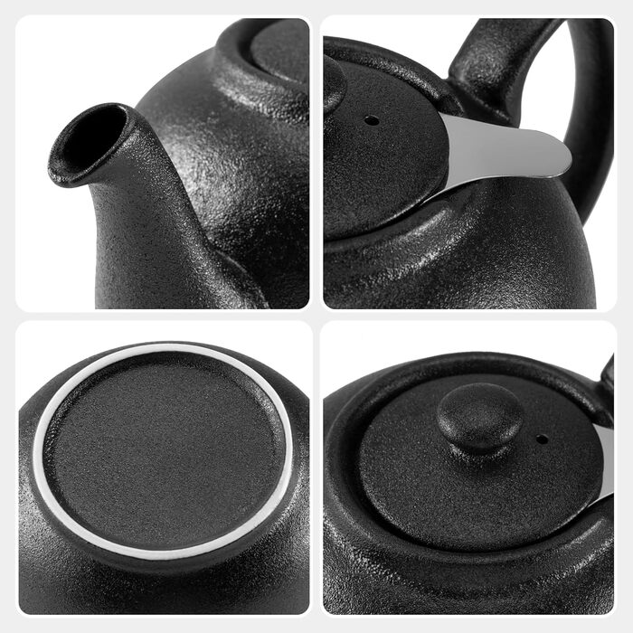 Керамічний чайник Urban Lifestyle LIVERPOOL з ситечком із нержавіючої сталі, 1,1 л, чорний матовий