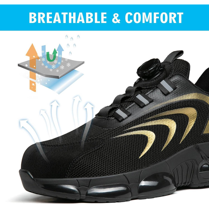 Черевики безпеки для чоловіків та жінок, легкі та дихаючі з повітряною подушкою, 40 EU