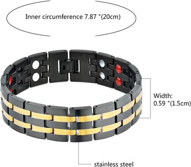 Магнітне браслет для чоловіків JewelryWe з нержавіючої сталі - терапевтичний ефект, великий, важкий, широкий, з ланцюговими зв'язуваннями. Ідеальний подарунок на День батька