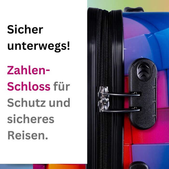 Валіза NOWI з жорстким корпусом, середнього розміру, 68L, 8 коліс, 360°, ABS, з кодовим замком та телескопічною ручкою – для подорожей, ручної поклажі, середній розмір, Trolley