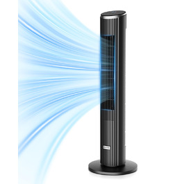 Вентилятор Tower Leiser для спальні, підлоговий з пультом, 90° поворот, 4 швидкості, 3 режими, таймер 12 год, LED-дисплей, 91 см, чорний