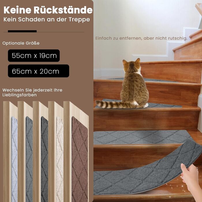 Килимочки на сходи без самоклеючого шару, 15 шт., антиковзаючі, нарізаються, багаторазові, для захисту дітей, літніх людей та домашніх тварин (темно-сірий, 55 см x 19 см)