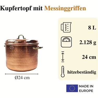 Copper Garden 8 L Copper Pot with Lid