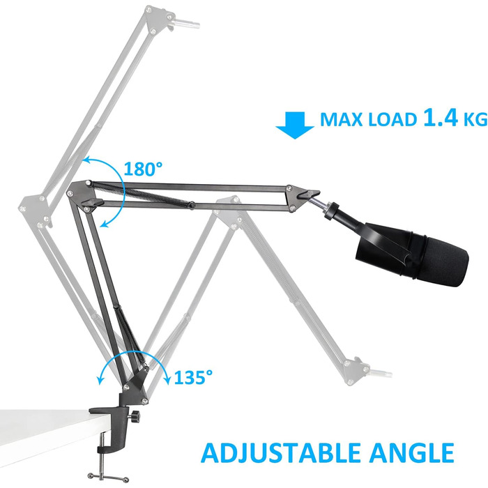 Тримач для мікрофона SUNMON Boom Arm для MV7 Set (з вітрозахистом), сумісний з MV7/MV7X/SM7B та іншими мікрофонами