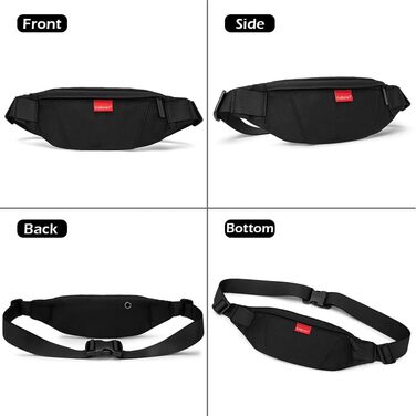 Чоловіча та жіноча поясна сумка-рюкзак, водонепроникна, для спорту, подорожей та активного відпочинку (чорна)