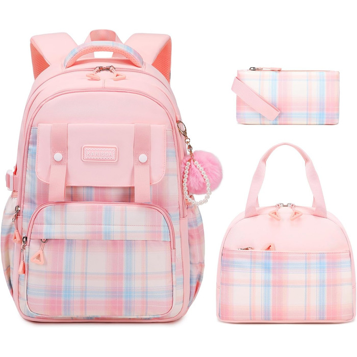 Рюкзак для дівчаток: стильний шкільний рюкзак з великою місткістю (рожевий, 3-в-1)