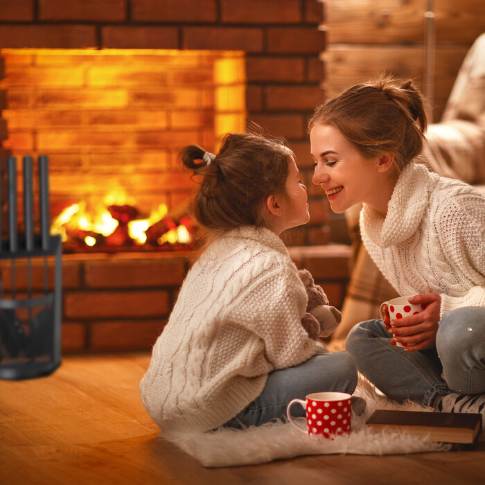 Relaxdays 5-Piece Fireplace Set with Holder